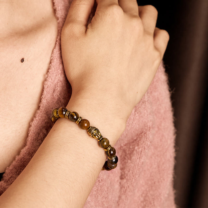 Buddha Stones Blue Green Red Tiger Eye Buddha Head Balance Bracelet - image 49