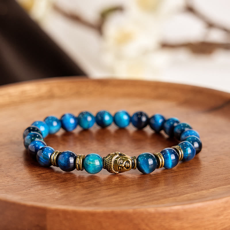 Buddha Stones Blue Green Red Tiger Eye Buddha Head Balance Bracelet - image 4