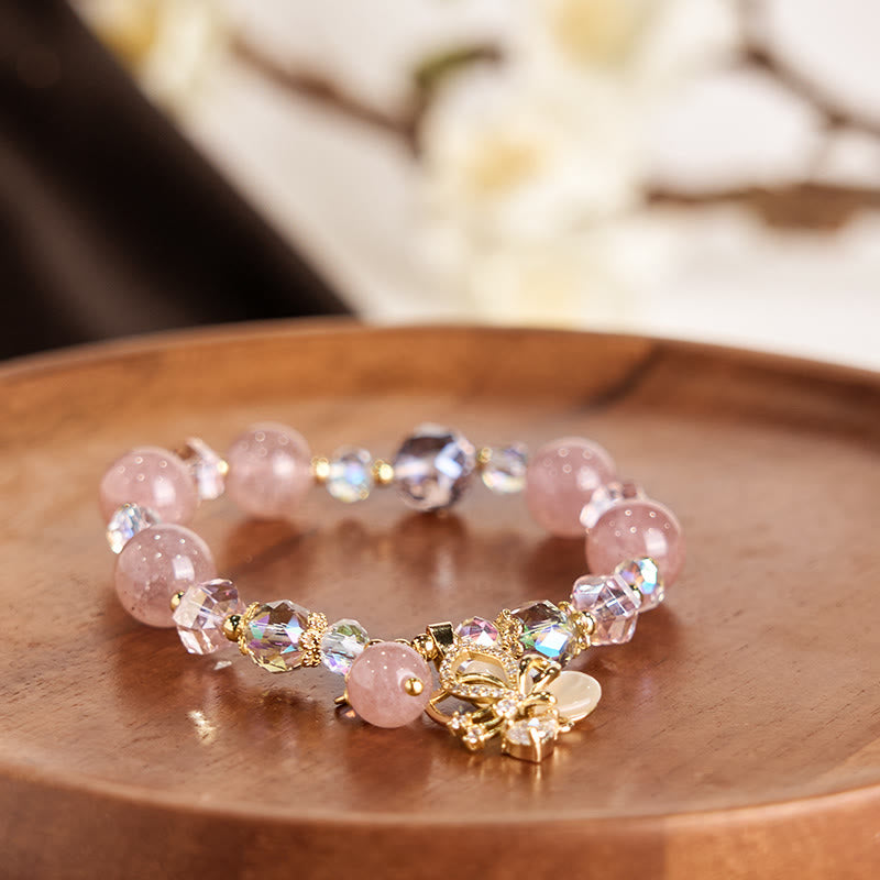 Buddha Stones Natural Strawberry Quartz Butterfly Healing Bracelet - image 6