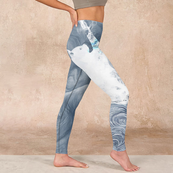 Buddha Stones Light Slate Gray White Cat Exercise Leggings Women's Yoga Pants - image 16