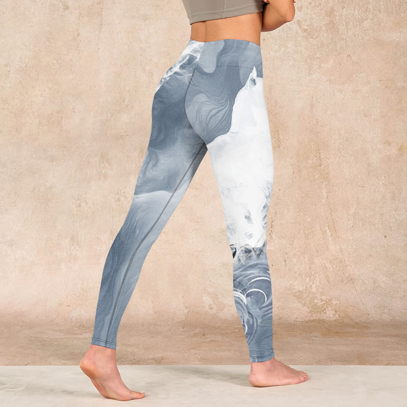 Buddha Stones Light Slate Gray White Cat Exercise Leggings Women's Yoga Pants - image 4