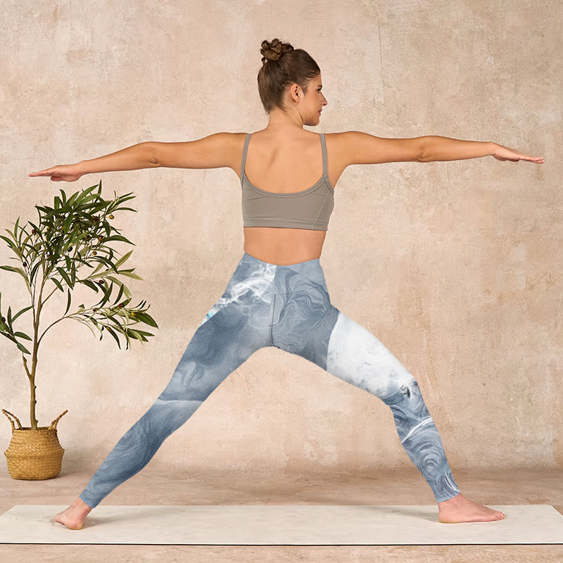 Buddha Stones Light Slate Gray White Cat Exercise Leggings Women's Yoga Pants - image 10