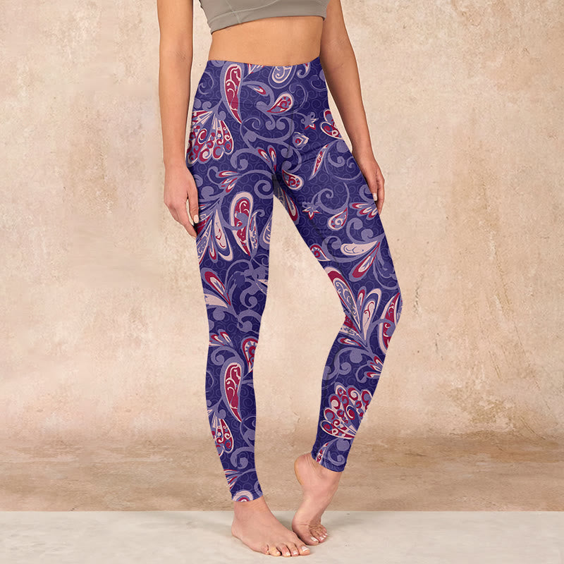 Buddha Stones Purple Flower Petals Print Gym Fitness Leggings Women's Yoga Pants - MediumPurple - US18，UK/AU22，EU50 (4XL) - image 0
