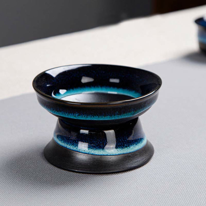 Buddha Stones Blue Gradient Color Chinese Gongfu Tea Ceramic Teapot Portable Gift Bag Box Set - image 23