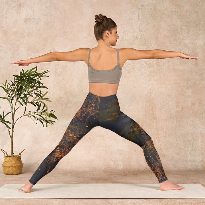 Buddha Stones Golden Mountains Clouds Print Gym Leggings Women's Yoga Pants - image 10