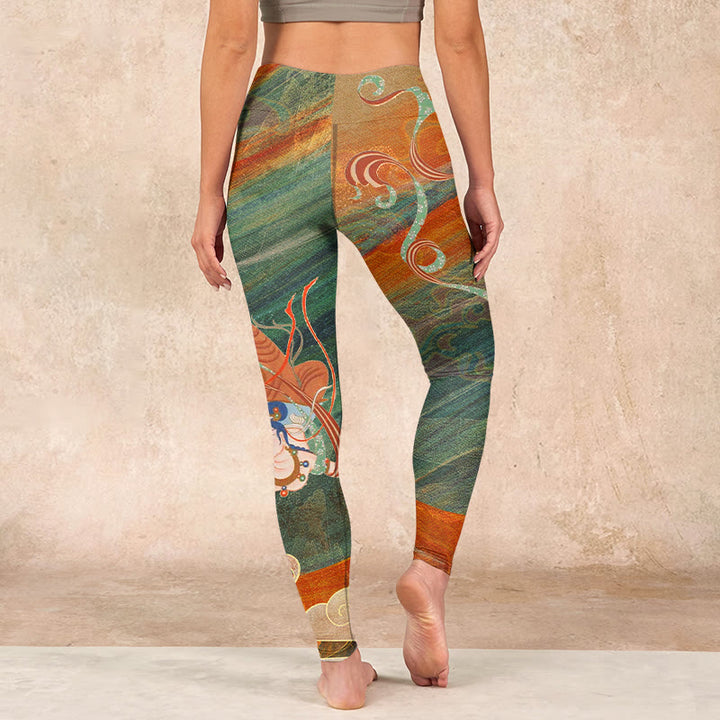 Buddha Stones Dunhuang Flying Apsaras Print Gym Leggings Women's Yoga Pants - image 14