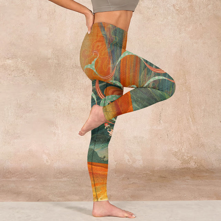 Buddha Stones Dunhuang Flying Apsaras Print Gym Leggings Women's Yoga Pants - image 15