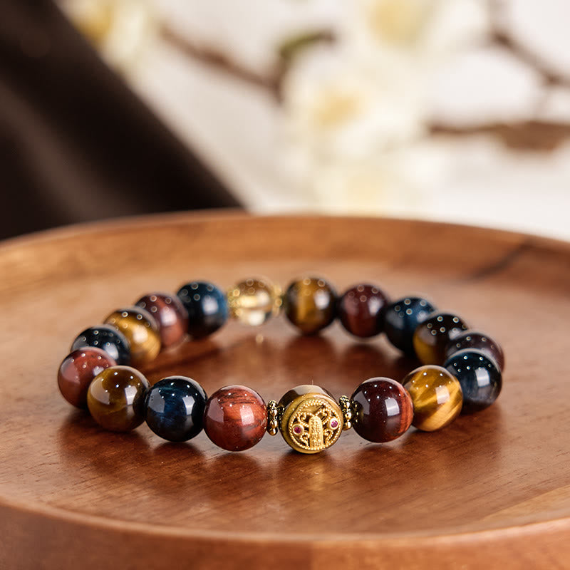 Buddha Stones Tiger Eye Stone Beads Protection Courage Bracelet - image 1