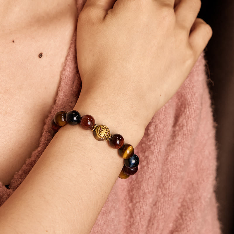 Buddha Stones Tiger Eye Stone Beads Protection Courage Bracelet - image 5