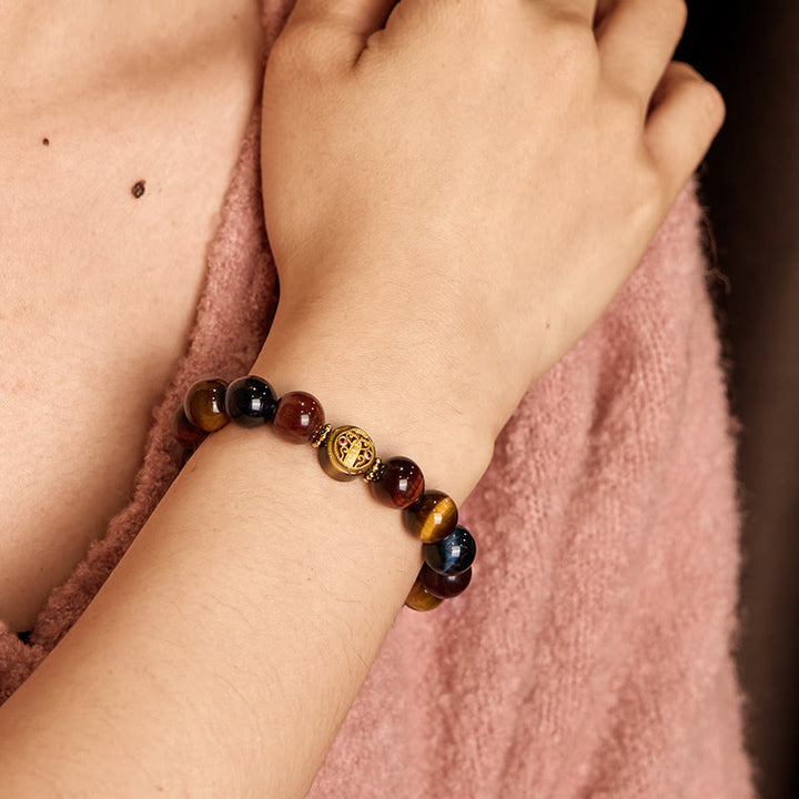 Buddha Stones Tiger Eye Stone Beads Protection Courage Bracelet - image 2