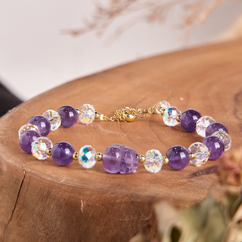 Buddha Stones Natural Amethyst Pixiu Crystal Balance Bracelet - Amethyst(Wrist Circumference:15-16cm) - image 0