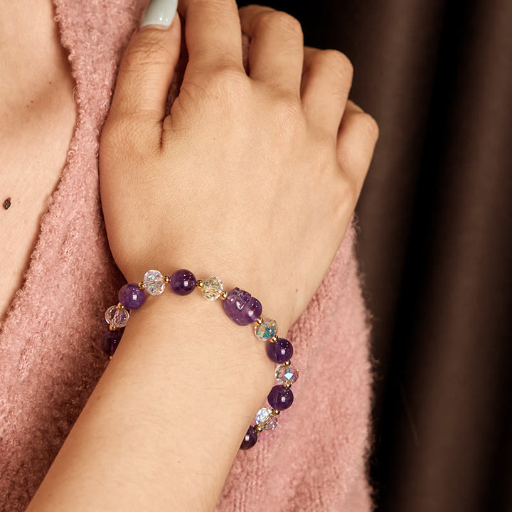 Buddha Stones Natural Amethyst Pixiu Crystal Balance Bracelet - image 3