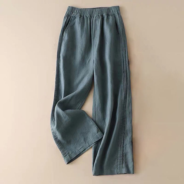 Buddha Stones Casual Plain Color Side Pleats Rayon Women's Wide Leg Pants With Pockets - Teal - US14，UK/AU18，EU46 (3XL) - image 7
