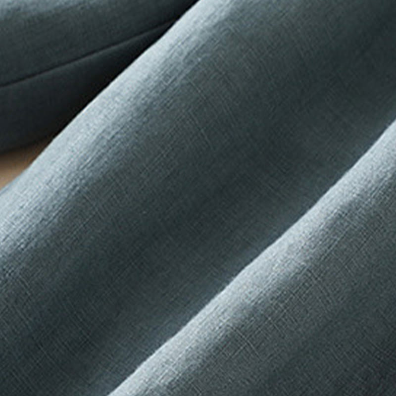 Buddha Stones Casual Plain Color Side Pleats Cotton Linen Women's Wide Leg Pants With Pockets - image 11