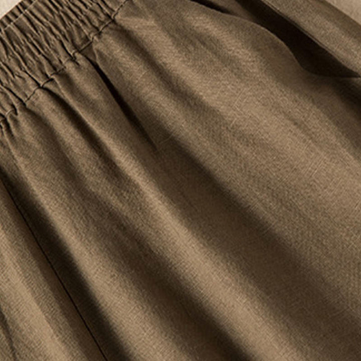 Buddha Stones Casual Solid Color Cotton Linen Women's Wide Leg Pants With Pockets - image 3