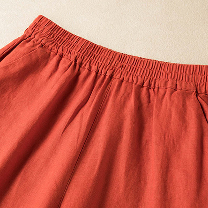 Buddha Stones Casual Solid Color Cotton Linen Women's Wide Leg Pants With Pockets - image 7