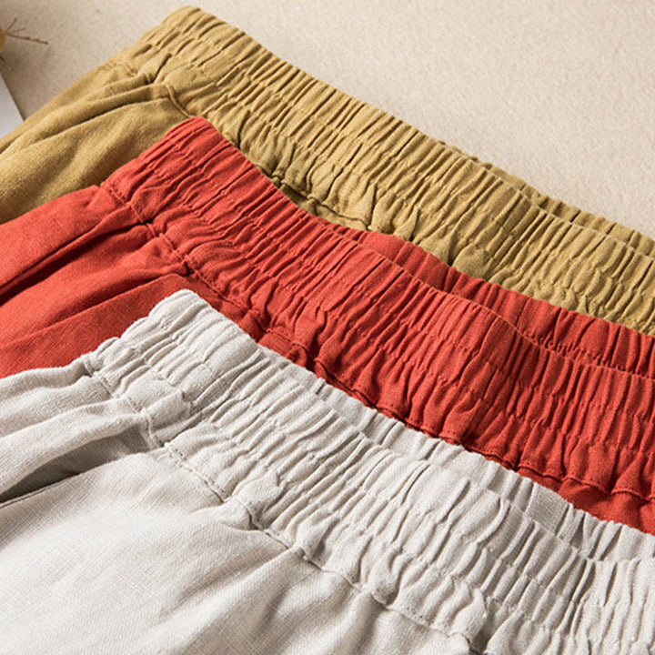 Buddha Stones Casual Solid Color Cotton Linen Women's Wide Leg Pants With Pockets - image 34