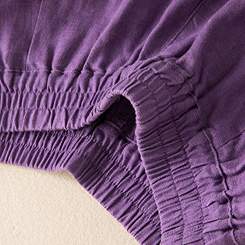 Buddha Stones Casual Solid Color Cotton Linen Women's Wide Leg Pants With Pockets - image 12