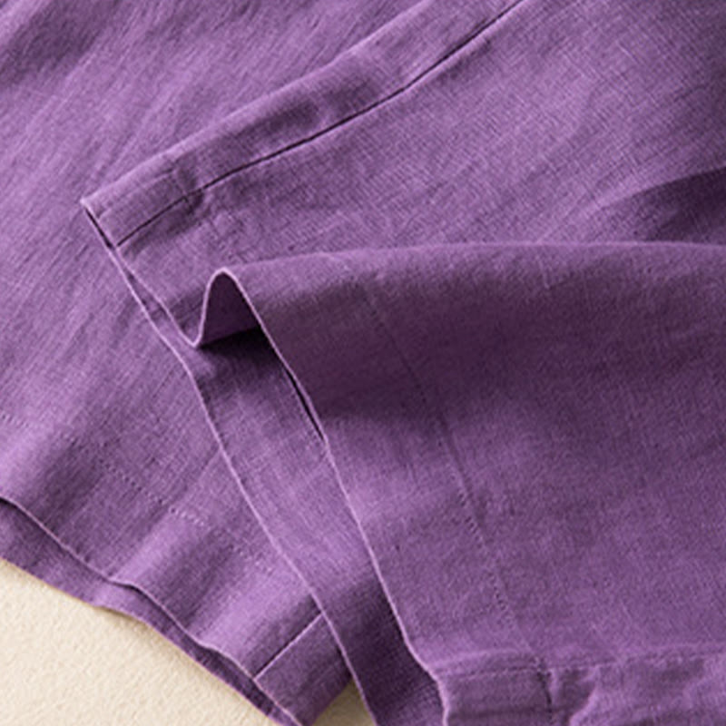 Buddha Stones Casual Solid Color Cotton Linen Women's Wide Leg Pants With Pockets - image 15