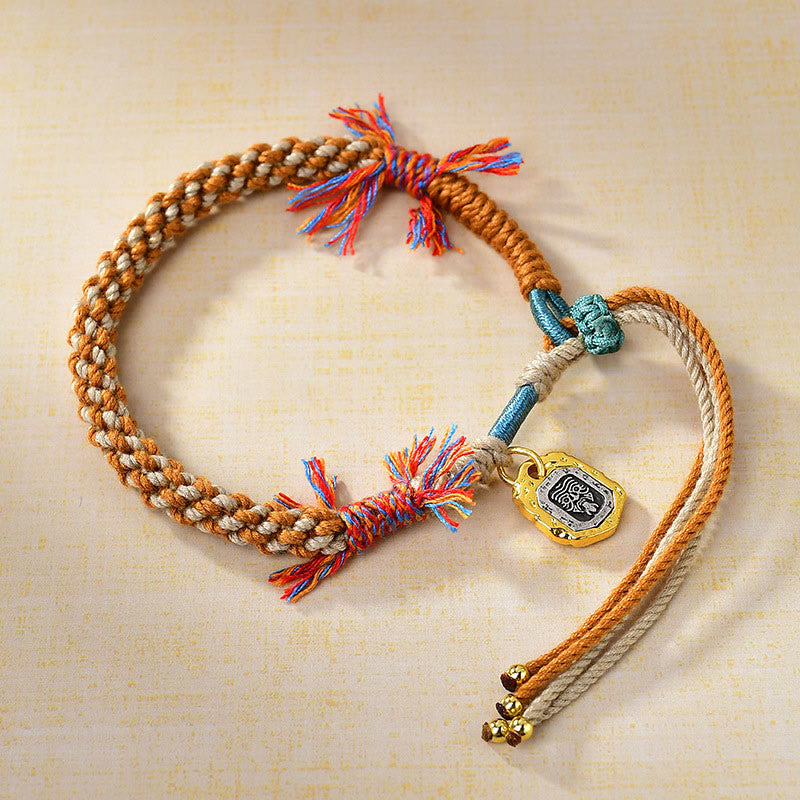 Buddha Stones Tibetan Colored Rope Zakiram Goddess Of Wealth Adjustable Protection Bracelet - Tibetan Colorful Rope (Wrist Circumference: 13-21cm) - image 0