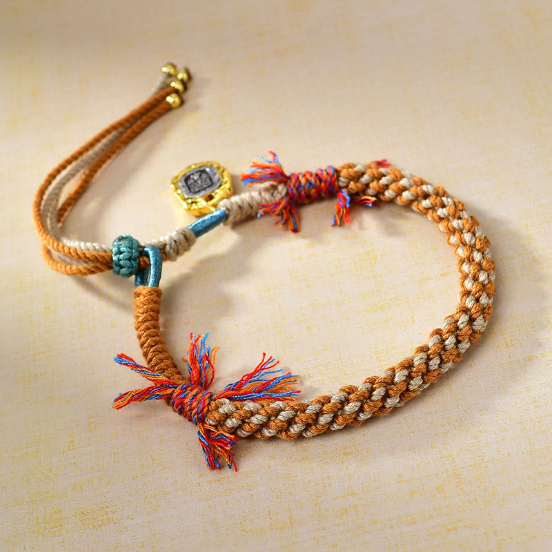 Buddha Stones Tibetan Colored Rope Zakiram Goddess Of Wealth Adjustable Protection Bracelet - image 1