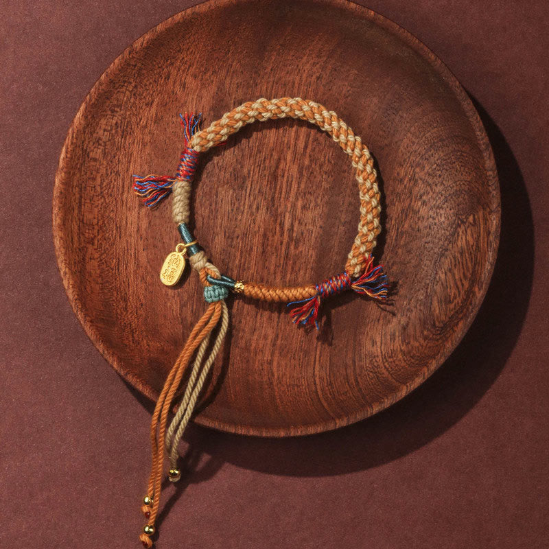 Buddha Stones Tibetan Hand-woven Colored Rope Adjustable Tassels Nafu Luck Bracelet - image 1