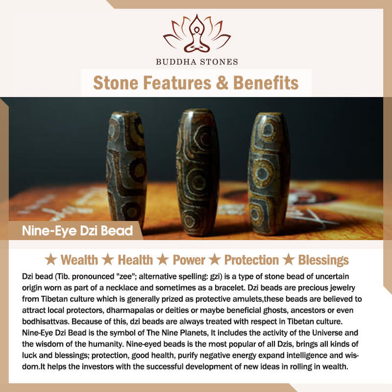 Buddha Stones Cinnabar Nine-eye Dzi Bead Blessing Necklace Pendant - image 6