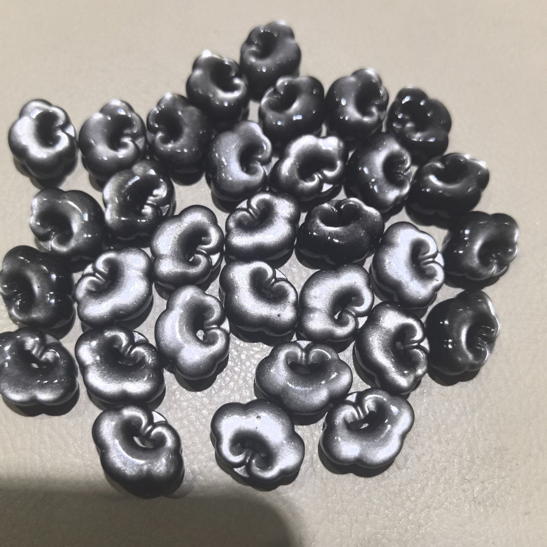 Buddha Stones Natural Silver Sheen Obsidian Auspicious Clouds Protection Soothing Necklace Pendant - image 3