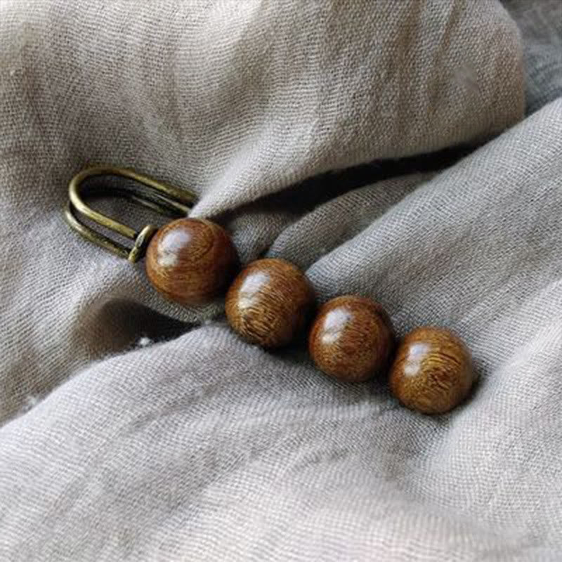 Buddha Stones Vintage Sandalwood Agathis Alba Ebony Wood Peltogyne Beads Healing Brooch - Golden Sandalwood - image 0