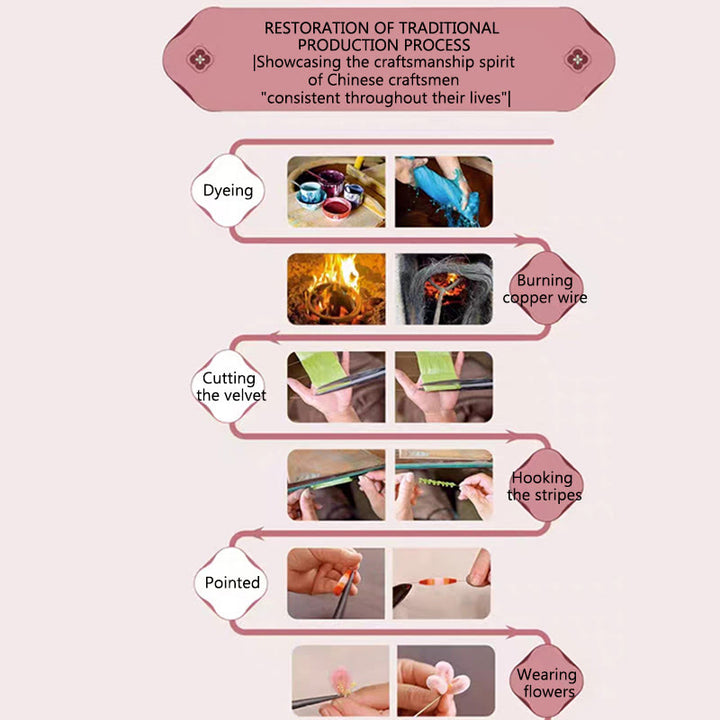 Buddha Stones Handmade Velvet Flower Mulberry Silk Green Flowers Leaves Brooch Hairpin - image 5