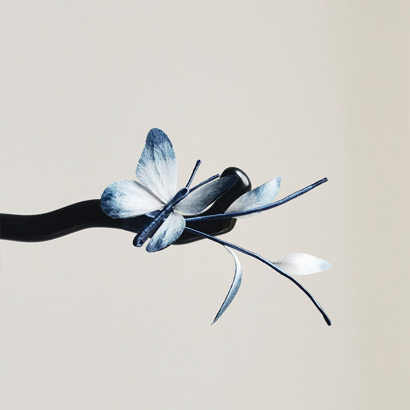 Buddha Stones Handmade Velvet Flower Mulberry Silk Butterfly Brooch Hairpin - image 12