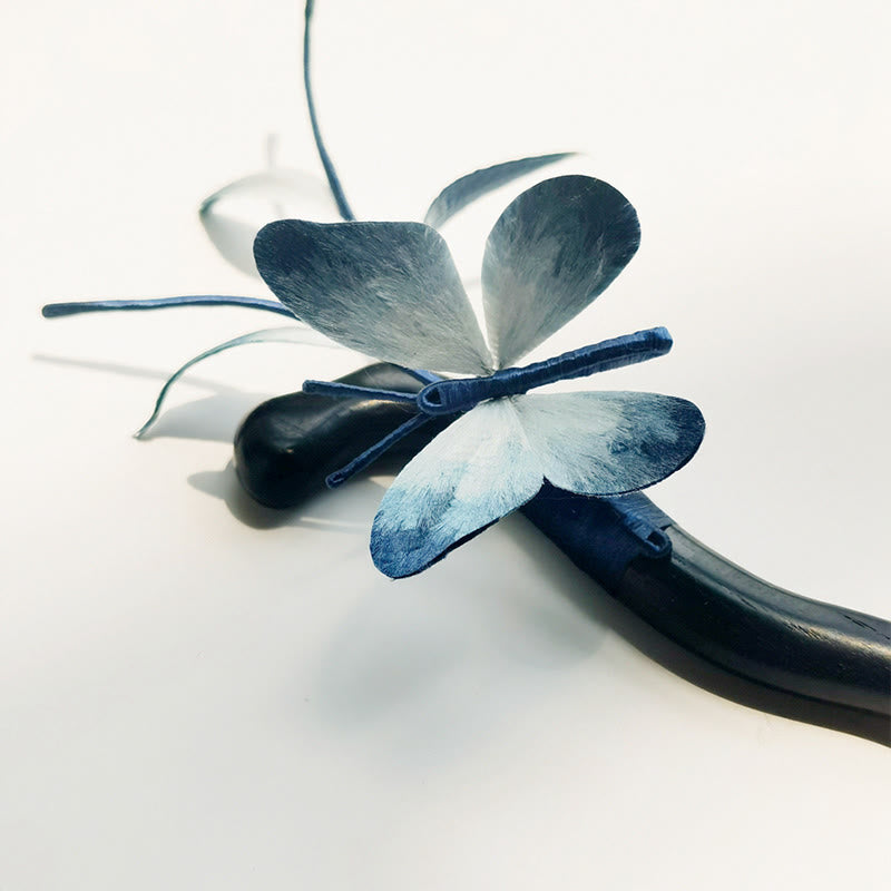 Buddha Stones Handmade Velvet Flower Mulberry Silk Butterfly Brooch Hairpin - image 10