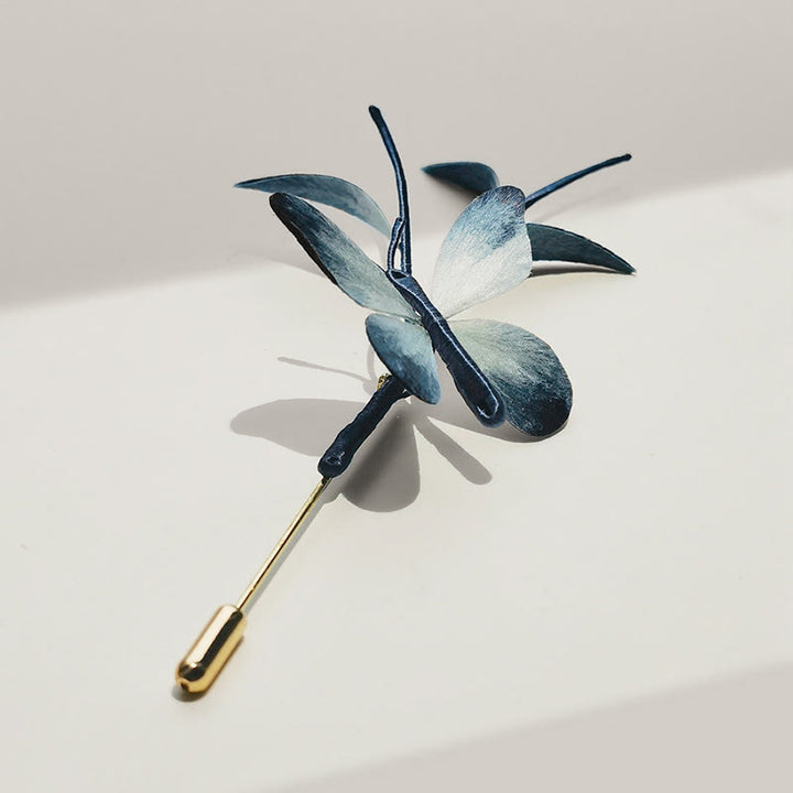 Buddha Stones Handmade Velvet Flower Mulberry Silk Butterfly Brooch Hairpin - image 1