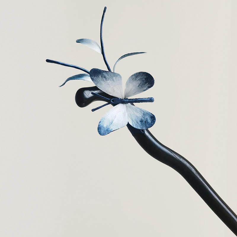 Buddha Stones Handmade Velvet Flower Mulberry Silk Butterfly Brooch Hairpin - image 9