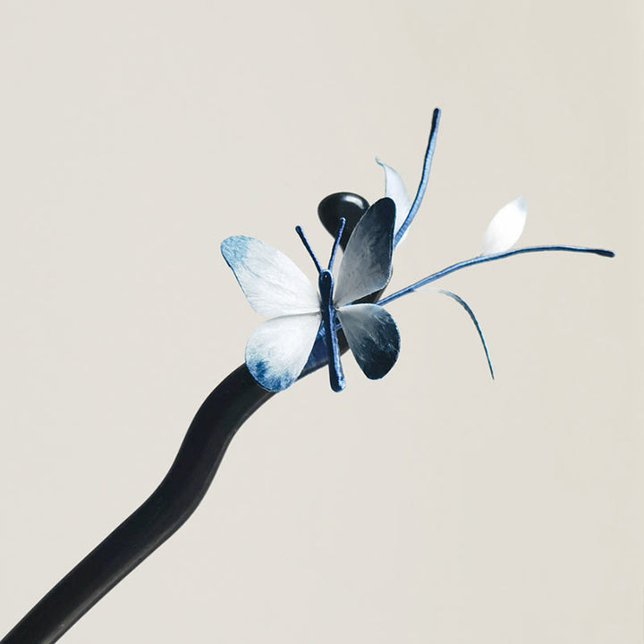 Buddha Stones Handmade Velvet Flower Mulberry Silk Butterfly Brooch Hairpin - image 11