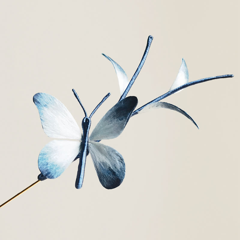 Buddha Stones Handmade Velvet Flower Mulberry Silk Butterfly Brooch Hairpin - image 4