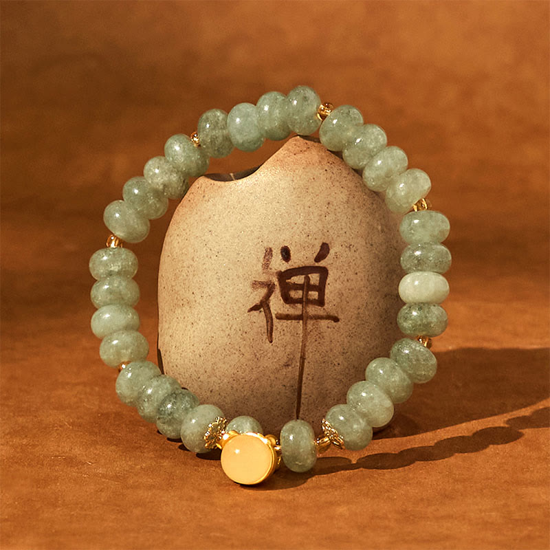 Buddha Stones Strawberry Quartz Cyan Jade Lucky Cat Beads Healing Bracelet - image 14