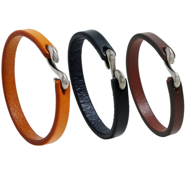 Buddha Stones Vintage Leather Plain Strength Buckle Bracelet - image 10