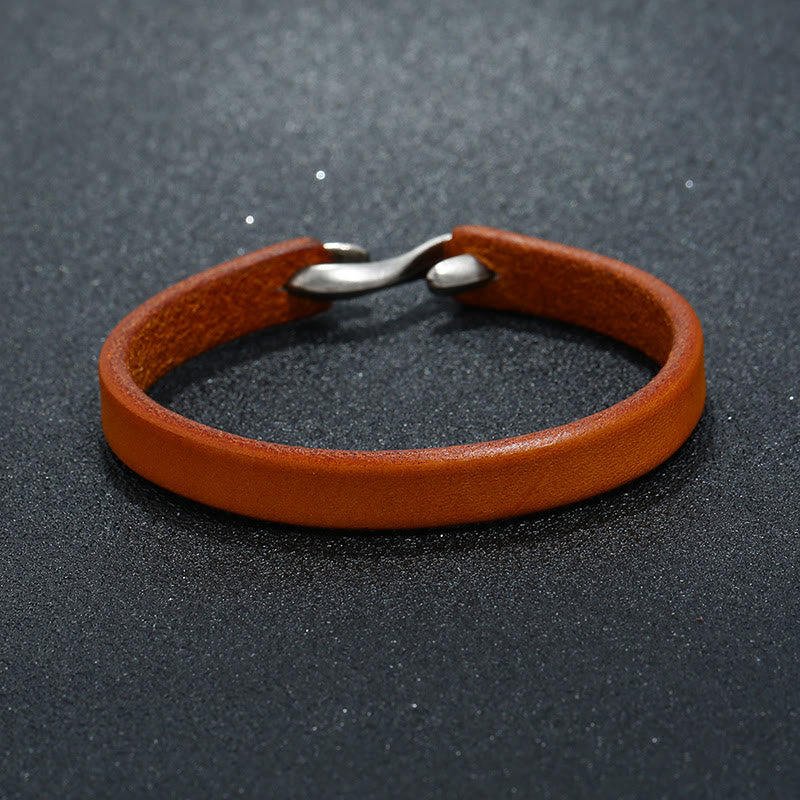 Buddha Stones Vintage Leather Plain Strength Buckle Bracelet - image 3