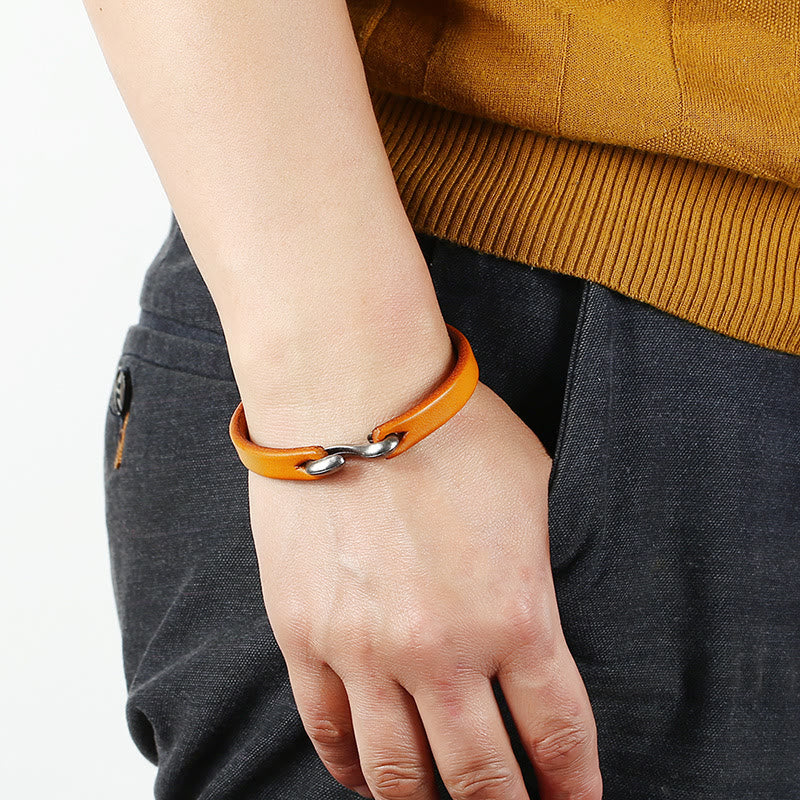 Buddha Stones Vintage Leather Plain Strength Buckle Bracelet - image 4