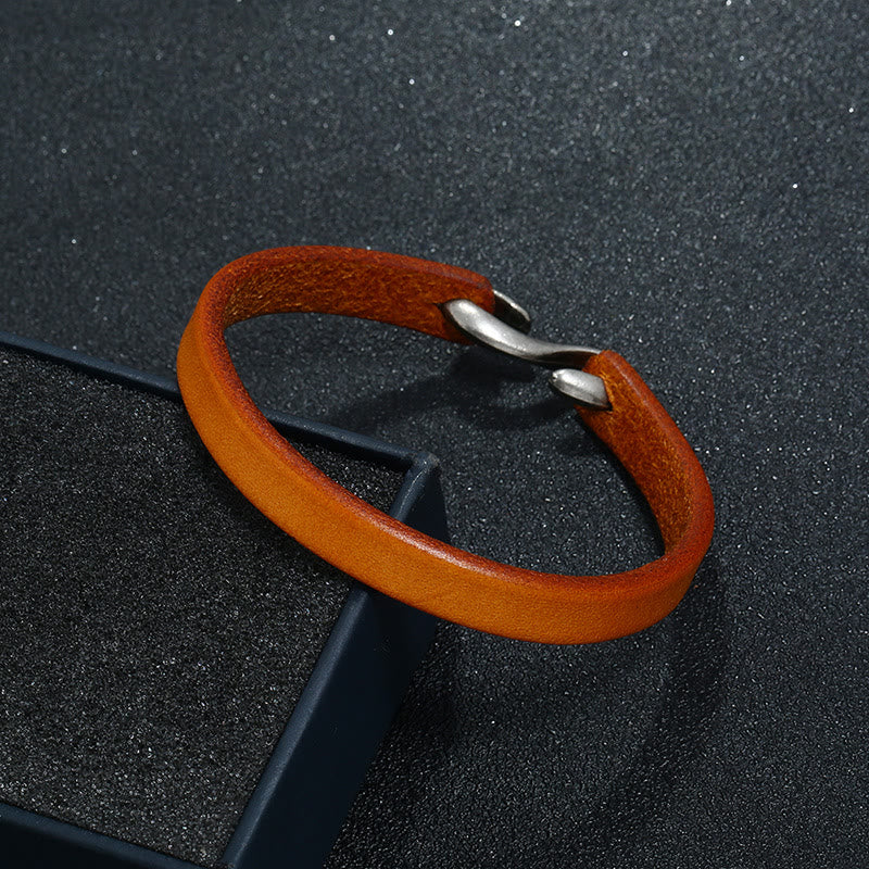 Buddha Stones Vintage Leather Plain Strength Buckle Bracelet - image 2
