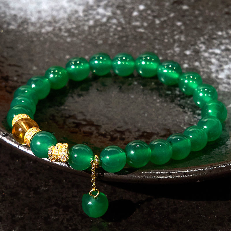 Buddha Stones Year of the Snake Green Agate Citrine Power Bracelet - image 1