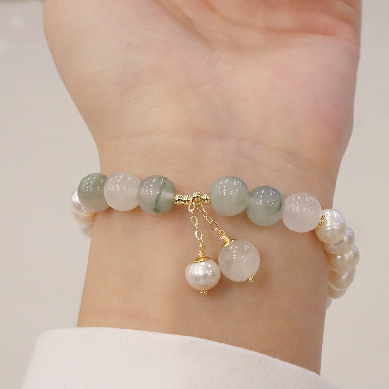 Buddha Stones Natural Pearl Jade Healing Sincerity Bracelet - image 6