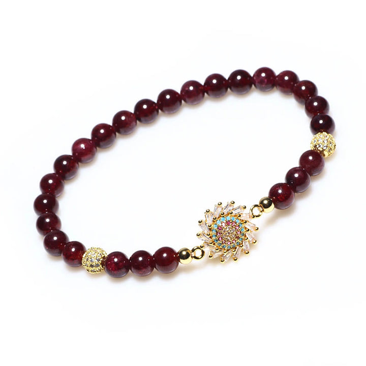 Buddha Stones Natural Garnet Flower Zircon Bead Protection Bracelet - image 2