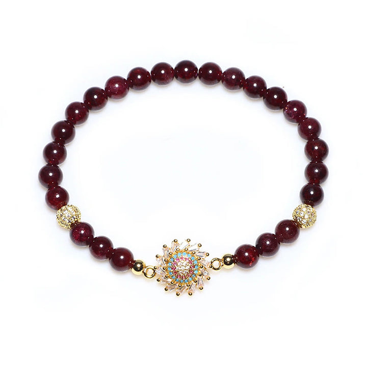 Buddha Stones Natural Garnet Flower Zircon Bead Protection Bracelet - image 5