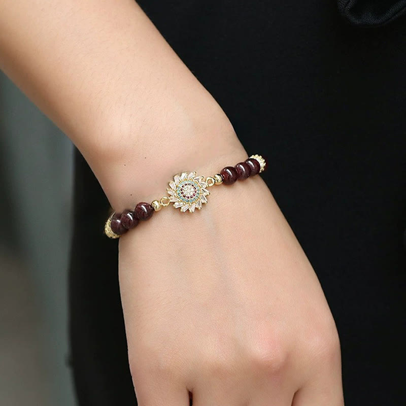 Buddha Stones Natural Garnet Flower Zircon Bead Protection Bracelet - image 6