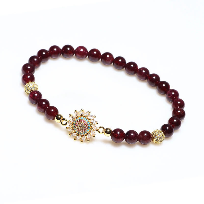 Buddha Stones Natural Garnet Flower Zircon Bead Protection Bracelet - image 3