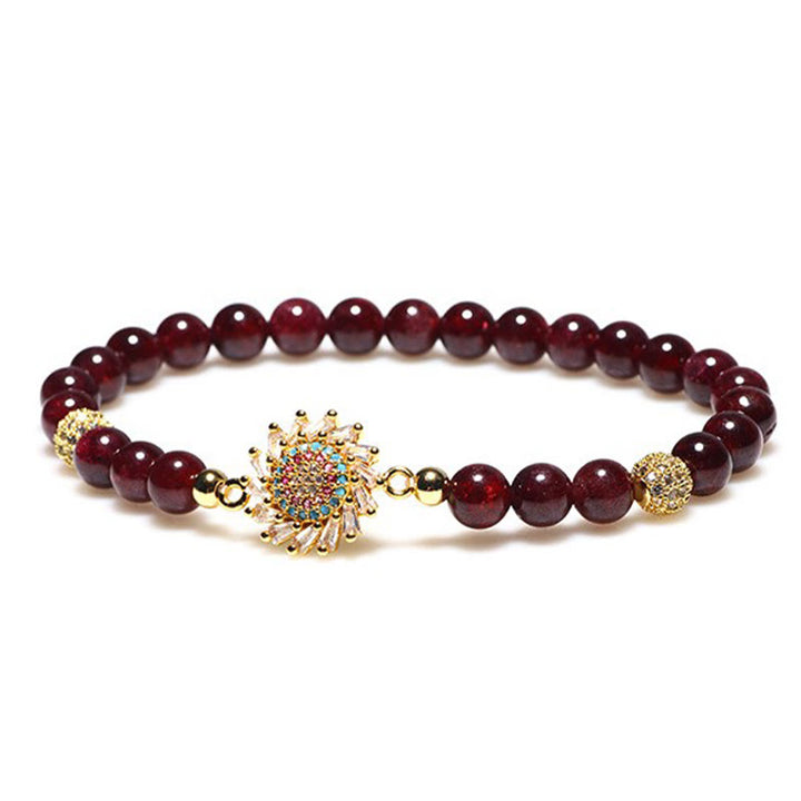 Buddha Stones Natural Garnet Flower Zircon Bead Protection Bracelet - image 4