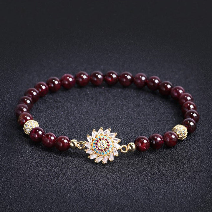 Buddha Stones Natural Garnet Flower Zircon Bead Protection Bracelet - image 1