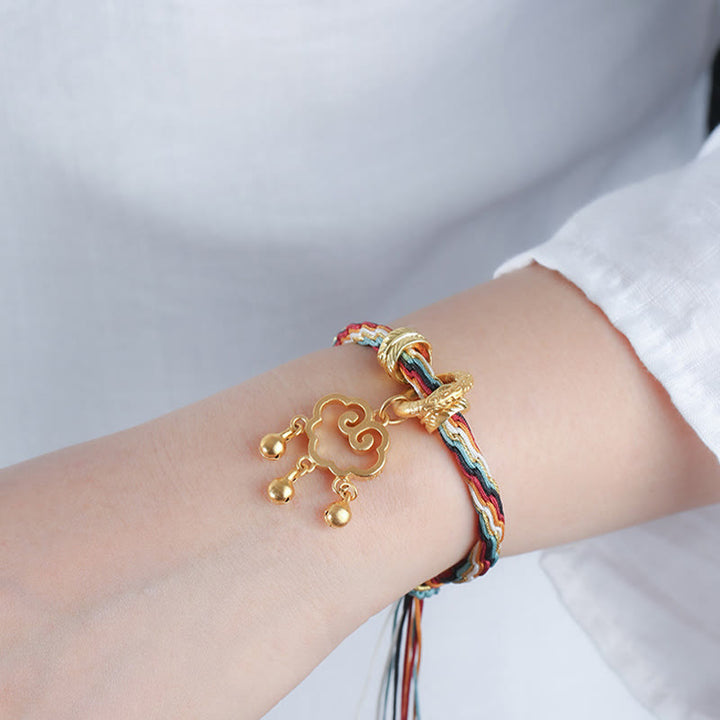 Buddha Stones Handmade Dunhuang Color Deer Auspicious Cloud Peace Lock Bell Healing Reincarnation Knot Bracelet - image 4